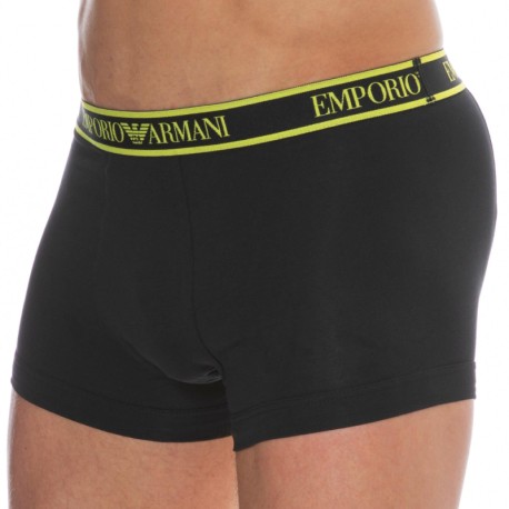Emporio Armani Core Logoband Cotton Boxer Briefs - Black - Yellow