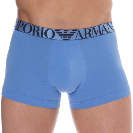 Emporio Armani Shiny Logoband Cotton Boxer Briefs - Light Blue