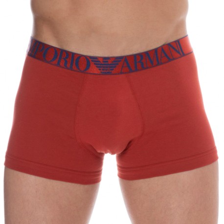 Emporio Armani Shiny Logoband Cotton Boxer Briefs - Red
