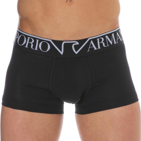 Emporio Armani Megalogo Cotton Boxer Briefs - Black