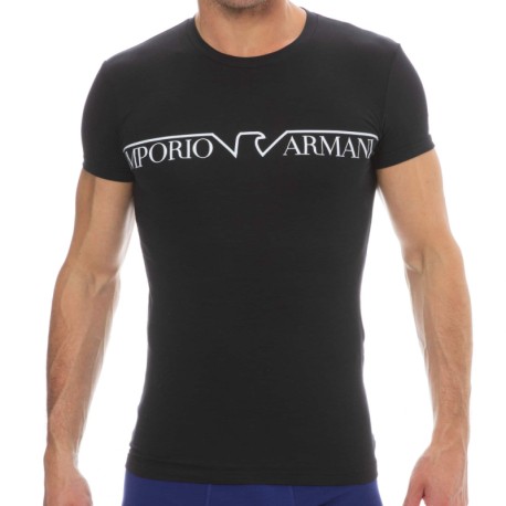 Emporio Armani T-Shirt Megalogo Coton Noir