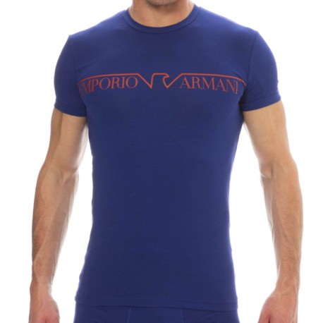 Emporio Armani Megalogo Cotton T-Shirt - Ink Blue