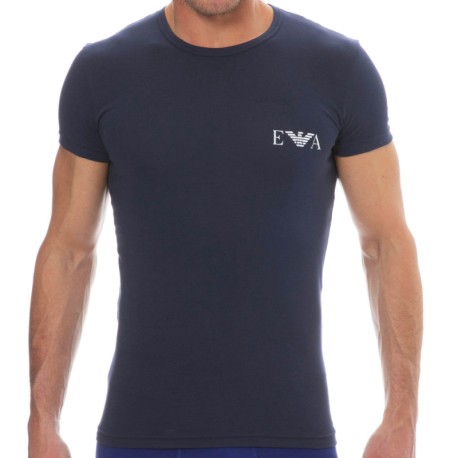 Emporio Armani Bold Monogram Cotton T-Shirt - Navy
