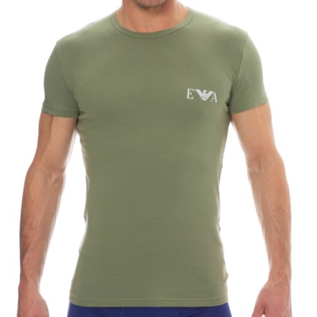 Emporio Armani Bold Monogram Cotton T-Shirt - Olive