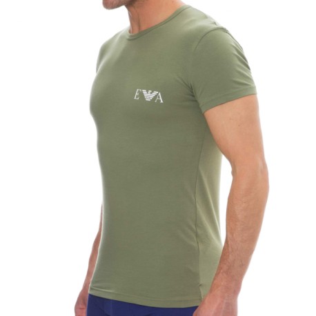 Emporio Armani Bold Monogram Cotton T-Shirt - Olive
