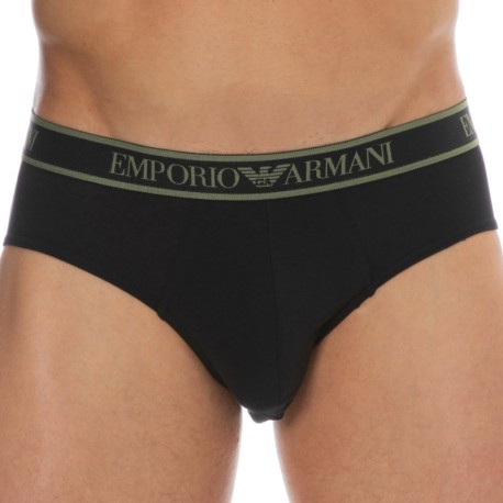 Emporio Armani Slip Core Logoband Coton Noir - Kaki