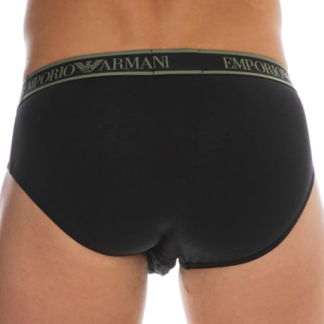 Emporio Armani Core Logoband Cotton Briefs - Black - Khaki