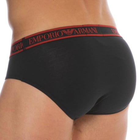 Emporio Armani Slip Core Logoband Coton Noir - Rouge