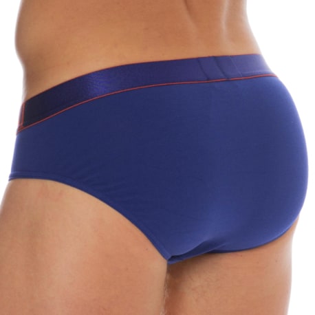 Emporio Armani Slip Shiny Logoband Coton Bleu Encre