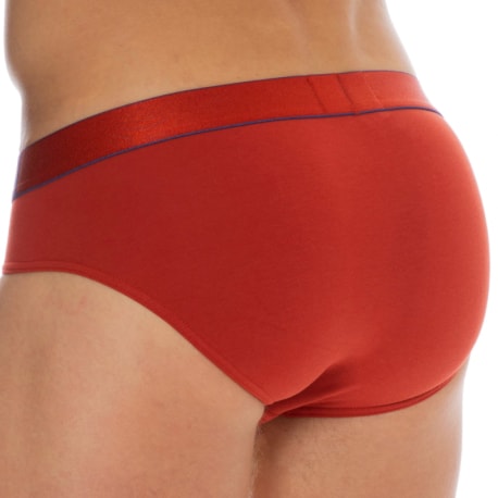 Emporio Armani Shiny Logoband Cotton Briefs - Red