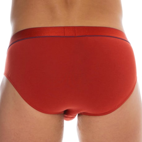 Emporio Armani Shiny Logoband Cotton Briefs - Red