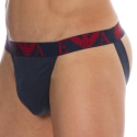 Emporio Armani Bold Monogram Cotton Jock - Navy - Red