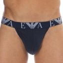 Emporio Armani Bold Monogram Cotton Jock - Navy - White