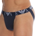 Emporio Armani Bold Monogram Cotton Jock - Navy - White