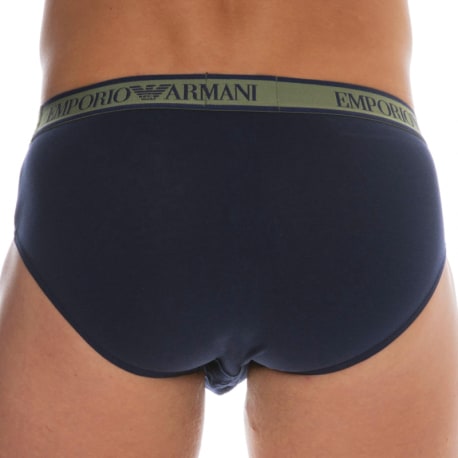 Emporio Armani Core Logoband Cotton Briefs - Navy - Khaki