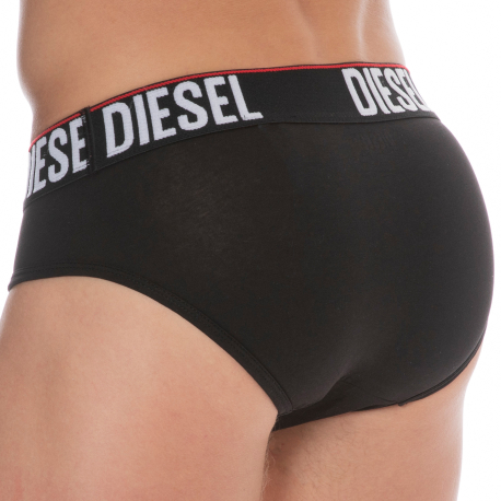 Diesel Lot de 3 Slips Coton Stretch Noirs