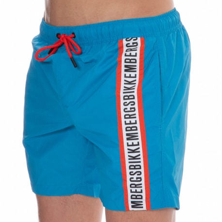 Bikkembergs Logo Tape Swim Shorts - Azure Blue