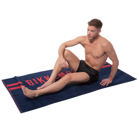 Bikkembergs Drap de Bain Logo Bleu Marine - Rouge