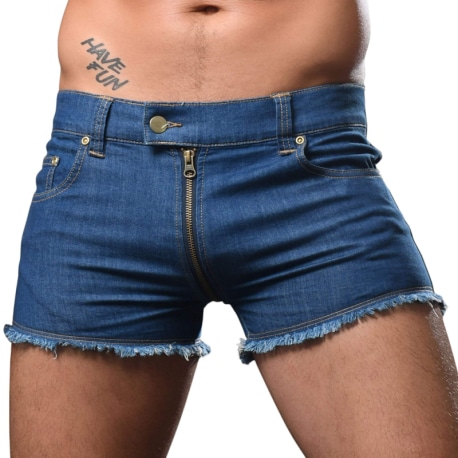 Andrew Christian Queer Castro Zipper Shorts - Indigo