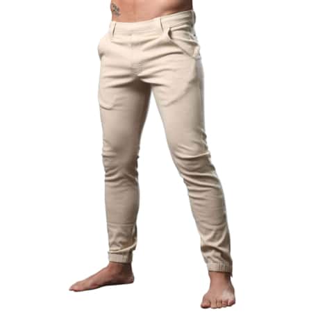 Andrew Christian Skinny Chino Jogger Pants - Beige