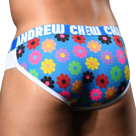 Andrew Christian Slip Almost Naked Queer Castro Flower Mesh Bleu