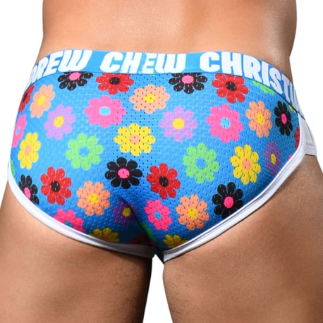 Andrew Christian Slip Almost Naked Queer Castro Flower Mesh Bleu