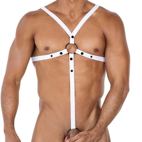 CUT4MEN H4RNESS C-Ring Crossed Harness - White