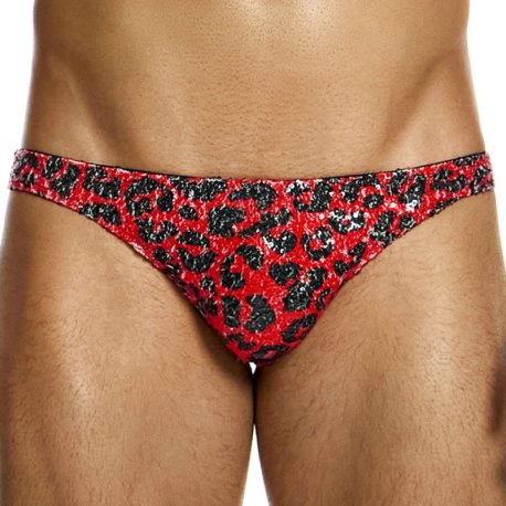 Modus Vivendi Slip Low Cut Léopard Sequins Rouge