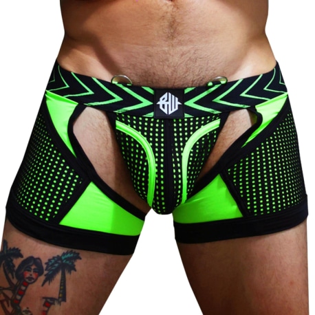 Breedwell Boxer Jock Chock Dickmatized Noir - Vert Fluo