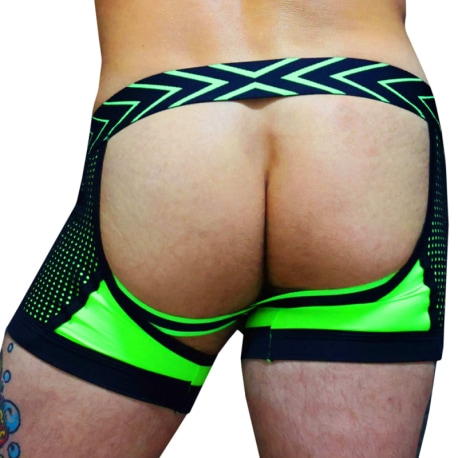 Breedwell Boxer Jock Chock Dickmatized Noir - Vert Fluo