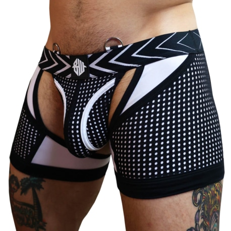 Breedwell Boxer Jock Chock Dickmatized Noir - Blanc