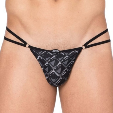 Lookme New Look Double Strap Thong - Black Rhombus