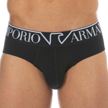 Emporio Armani Megalogo Cotton Briefs - Black