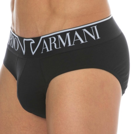 Emporio Armani Megalogo Cotton Briefs - Black