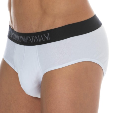 Emporio Armani Stretch Piquet Briefs - White