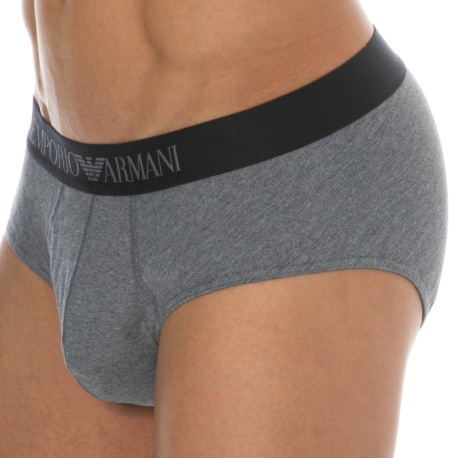 Emporio Armani Stretch Piquet Briefs - Heather Grey