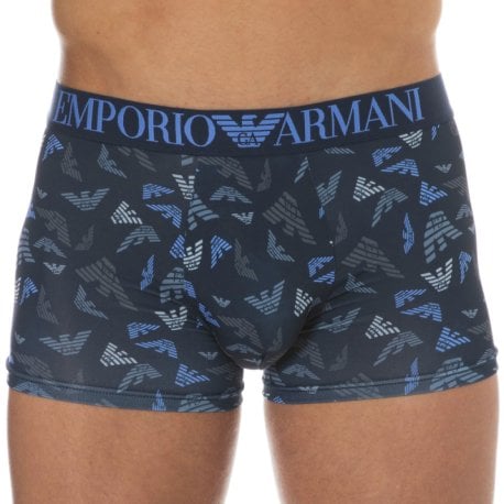 Emporio Armani All Over Printed Microfiber Boxer Briefs - Blue Eagles