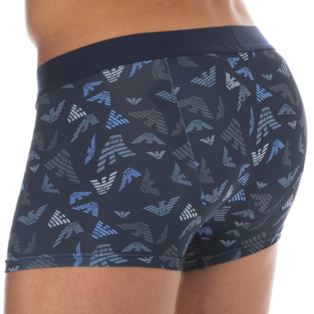 Emporio Armani All Over Printed Microfiber Boxer Briefs - Blue Eagles