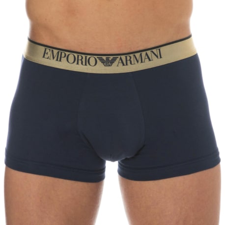 Emporio Armani Boxer Shiny Logoband Coton Bleu Marine