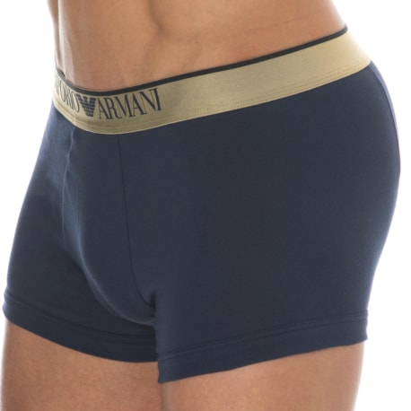 Emporio Armani Boxer Shiny Logoband Coton Bleu Marine