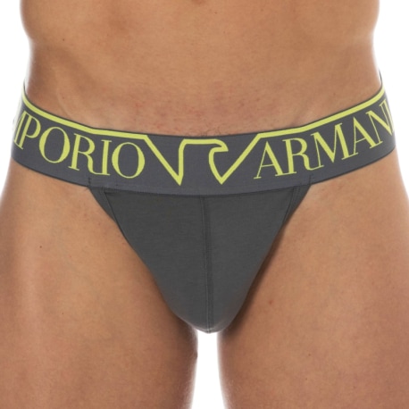 Emporio Armani Jock Strap Megalogo Coton Gris