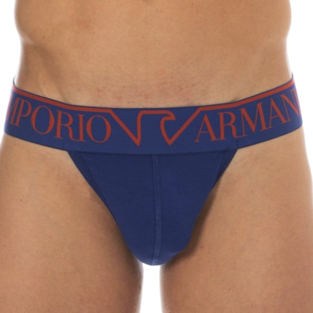 Emporio Armani Jock Strap Megalogo Coton Bleu Encre