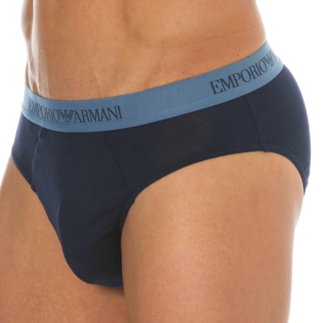 Emporio Armani Slip Pure Cotton Bleu Marine - Bleu