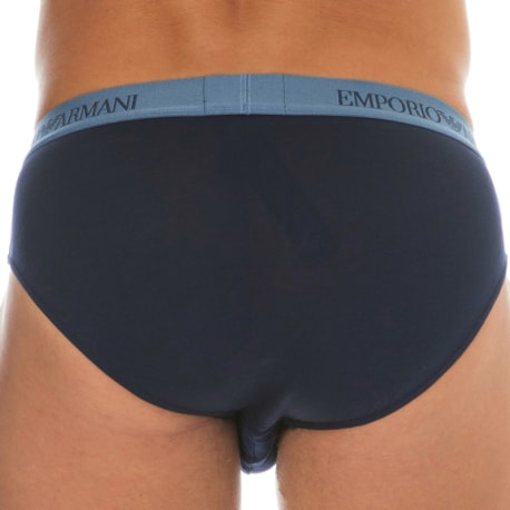 Emporio Armani Slip Pure Cotton Bleu Marine - Bleu