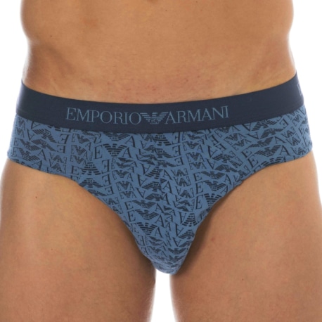 Emporio Armani Pure Cotton Briefs - Blue Logo