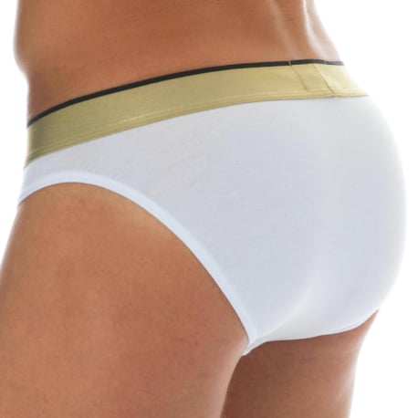 Emporio Armani Slip Shiny Logoband Coton Blanc