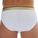 Emporio Armani Shiny Logoband Cotton Briefs - White