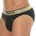 Emporio Armani Shiny Logoband Cotton Briefs - Black