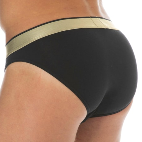 Emporio Armani Shiny Logoband Cotton Briefs - Black