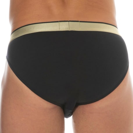 Emporio Armani Shiny Logoband Cotton Briefs - Black